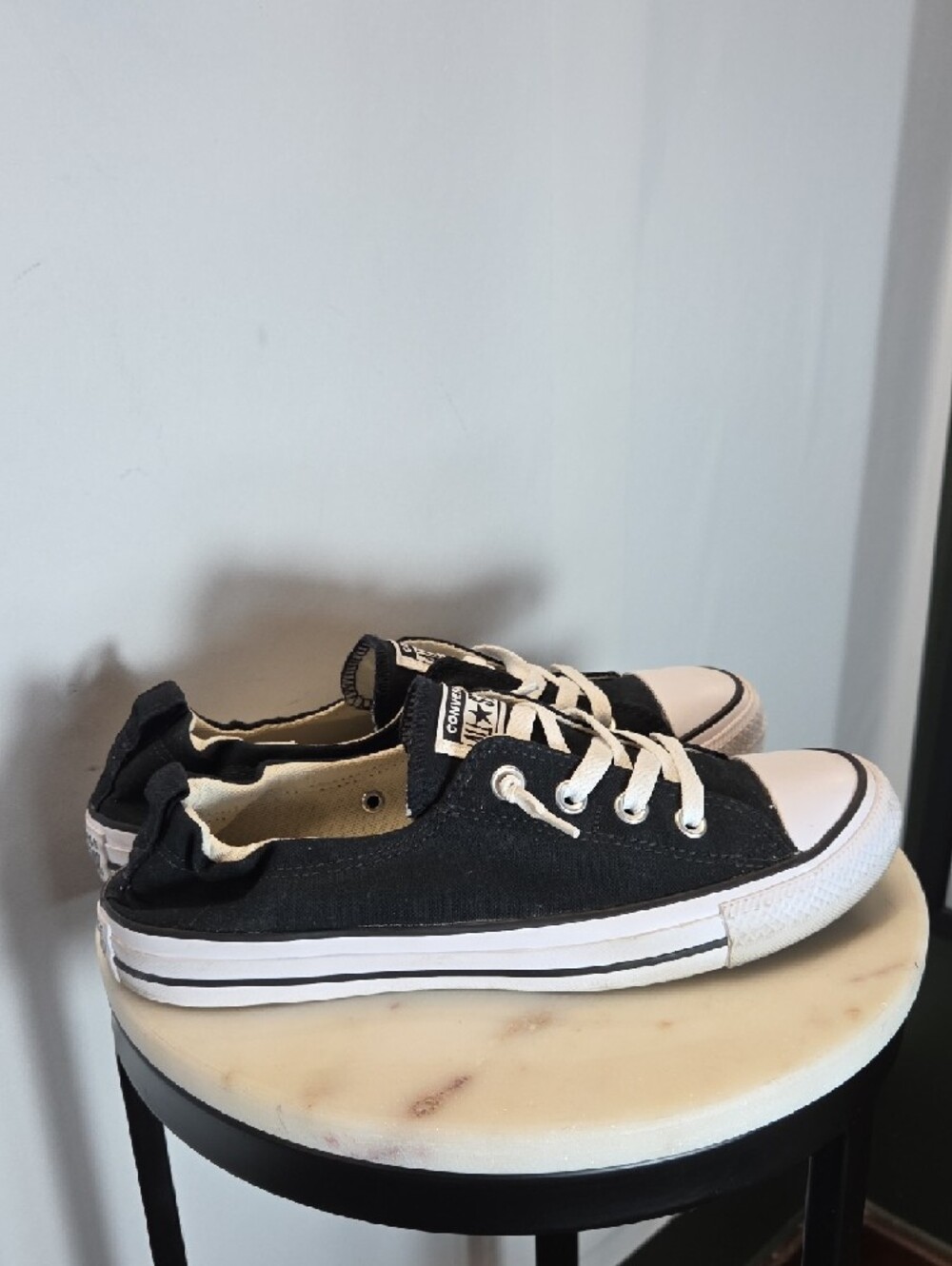 Converse Womens Black Lace-Up Sneakers Size 10 - Picture 3 of 7